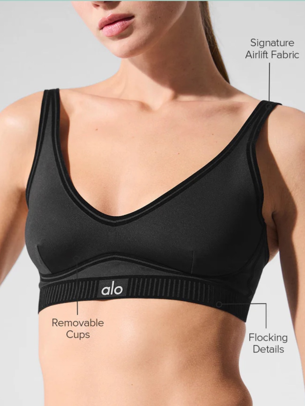 $98 ALO Yoga Airlift Lineup Bra in Black Size M - NWOT